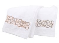 Gentle Meow Set of 2 [Roman] Embroidery Cotton Bath Towels Spa/Hotel/Sports Towel Washcloth