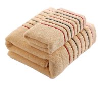 Gentle Meow Cotton Bath Towels Washcloth Spa/Hotel/Sports 1 Bath and 1 Hand/Face Towel,Khaki