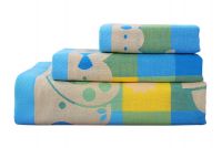 Gentle Meow 3 Pcs Lovely Rabbit Bath Towels Cotton Family Towels Washcloth Face Towel Blue