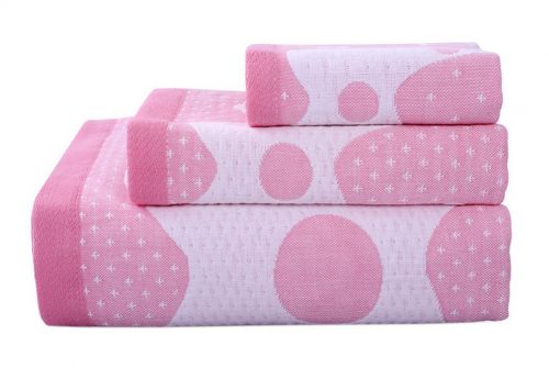 Gentle Meow 3 Pcs Giraffe Bath Towels Cotton Family Towels Washcloth Children Towel Pink