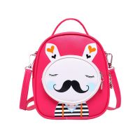 Kids Moustache Rabbit School Bag Cute Travel Shoulder Bag Backpack Purses Red